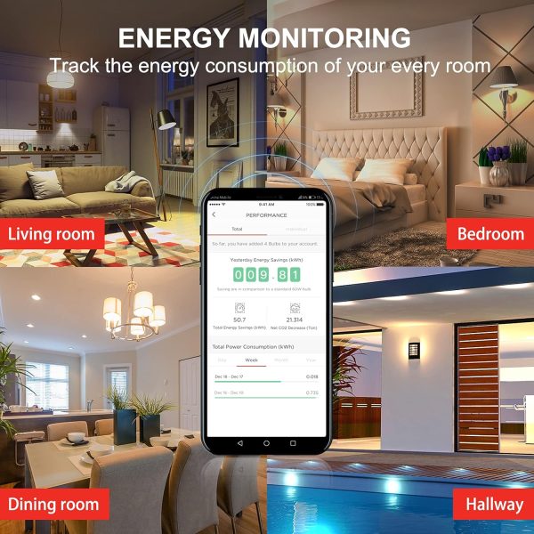 Sengled Alexa WiFi Light Bulb - Smart Bulbs That Work with Alexa/Google Assistant, A19 Daylight (5000K) - No Hub Required, 800LM 60W High CRI)60 Equivalent, 4 Count (Pack of 1) - Image 9