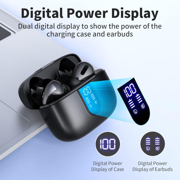 TAGRY Bluetooth Headphones True Wireless Earbuds 60H Playback LED Power Display Earphones with Wireless Charging Case IPX5 Waterproof in-Ear Ear buds with Mic for TV Smart Phone Laptop Computer Sports - Image 2